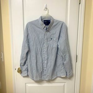 Blue and white striped American Eagle Button Up. Size XXL